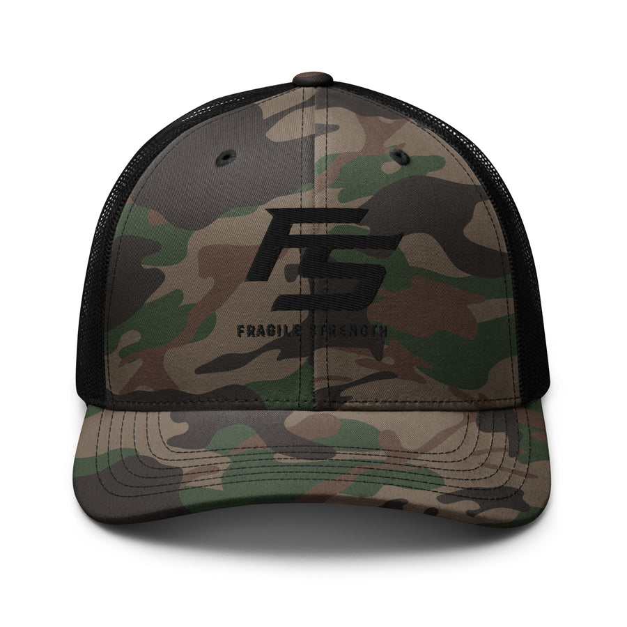 Fragile Strength Camouflage trucker hat